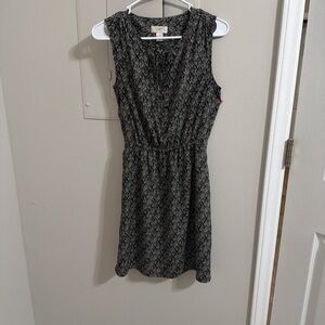 LOFT Black and Gray Textured Mini Dress